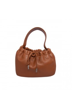 Leather Brown Calf Leather "Mini" Bag with Lace