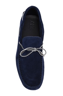 blue suede  Mocassin with laces for children
