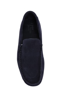 blue suede Mocassin for children