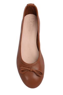 Leather Brown Calf Leather Ballerina Flat