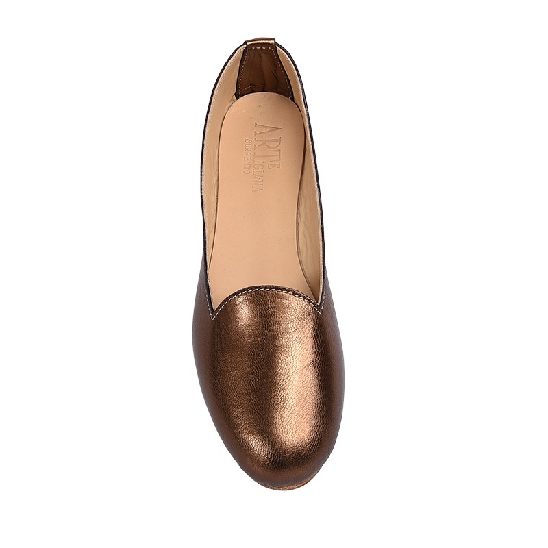 Pantofolina a scarpa color bronzo metallico