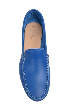 Jeans Coloured Calf Leather Mocassin for Women