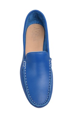 Jeans Coloured Mocassin in calf leather  for children