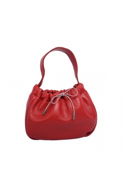 Red Calf Leather "Mini" Bag with Laces