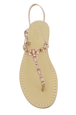 Gold Rose Coloured Jewel Sandal "Valentina"