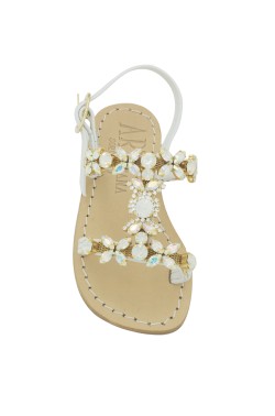 Matt white "Damigella" Sandal for children