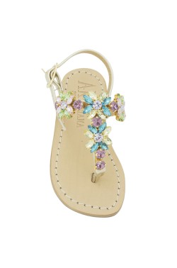 Sandali Sissi per bambina con pietre multicolore