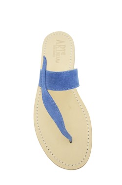jeans Suede Basic Sandal with Leaf Shaped Strip