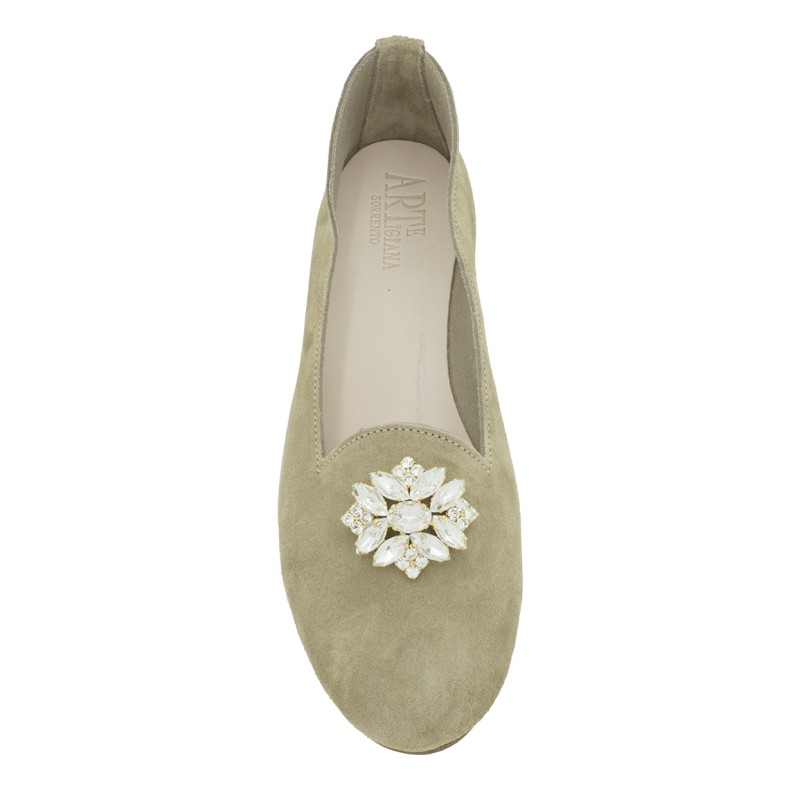 Pantofolina "Queen" donna scamosciata beige