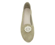 Pantofolina "Queen" donna scamosciata beige