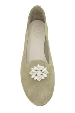 Pantofolina "Queen" donna scamosciata beige