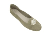 Pantofolina "Queen" donna scamosciata beige