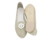 Pantofolina "Queen" donna scamosciata beige