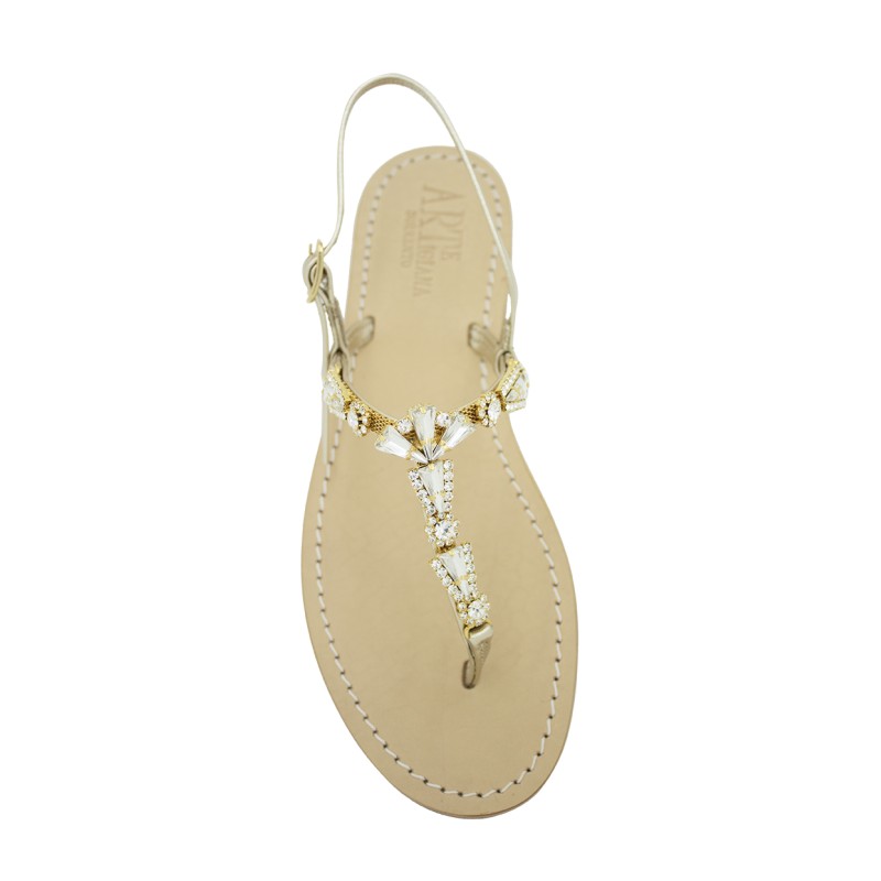 Platinum Coloured Jewel Sandal “Valentina”