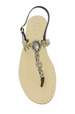Black Coloured Jewel Sandal "Alessia"