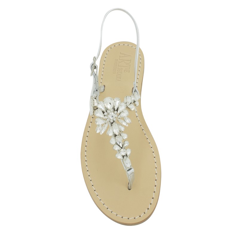 Sandali gioiello Loredana color argento con pietre cristallo