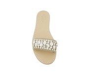 Pantofola scamosciata color beige con pietre swarovski