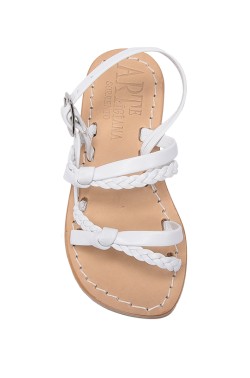 White "Francesca" Sandal with plaited strip for children