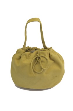 Yellow suede "Mini" Bag with Laces