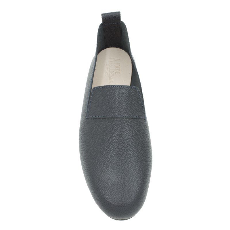 moccasin King hammered calf leather blue