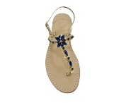 Sandali gioiello sole color platino pietre blu
