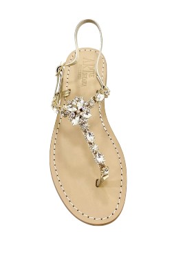 Sandali gioiello Sole color platino con pietre cristallo