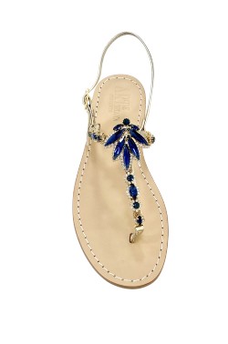 Sandali gioiello Jessica color platino con pietre blu