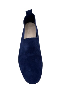 Mocassino "King"  vitello scamosciato blu