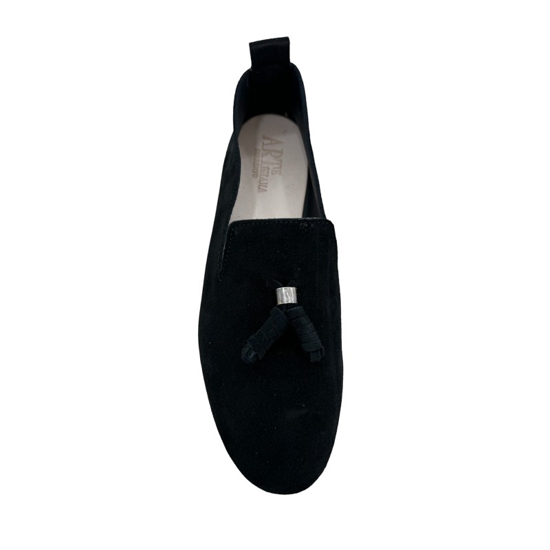 Moccasin "King" suede calf leather black