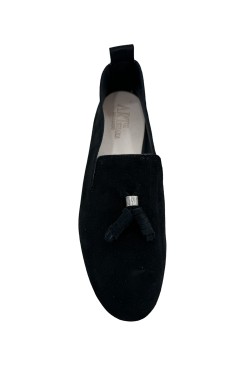 Moccasin "King" suede calf leather black