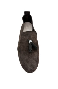 Moccasin "King" suede calf leather black