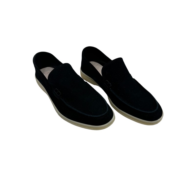 Moccasin "King" suede calf leather black