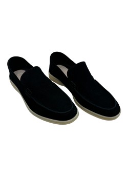 Moccasin "King" suede calf leather black