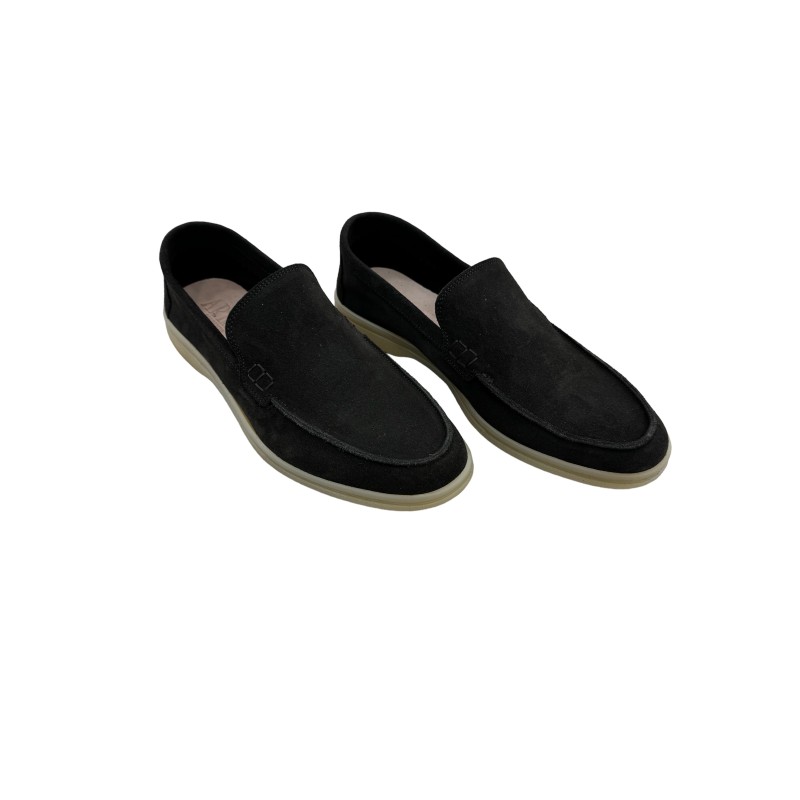 Moccasin "King" suede calf leather black