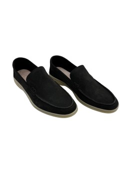 Moccasin "King" suede calf leather black