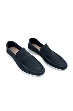 Moccasin "King" suede calf leather black