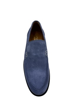 Classic blue suede college shoes mocassin model without strip Arte Artigiana Sorrento