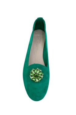 Pantofolina "Queen" donna scamosciata verde