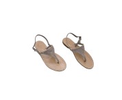 Sandali con fascia a triangolo color taupe