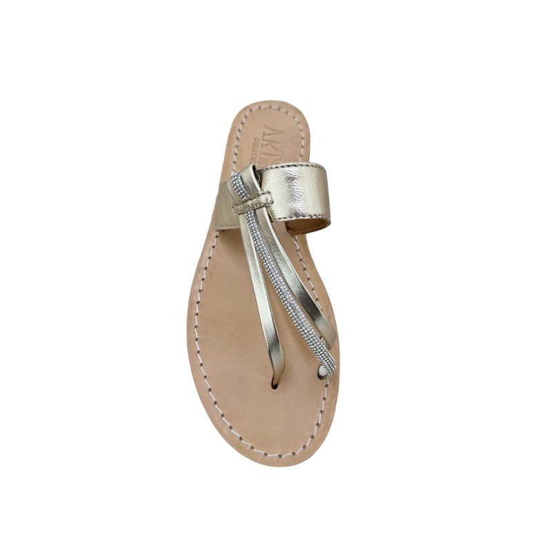 Sandali Italia color argento con treccia