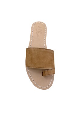 Sandalo modello pantofola infradito color cuoio