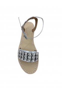 Silver  Slipper Model Sandal with swarovski cristal