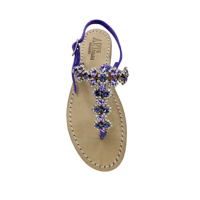 purple  Suede imma  Model Sandal with swarovski cristal purple