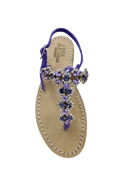 purple  Suede imma  Model Sandal with swarovski cristal purple