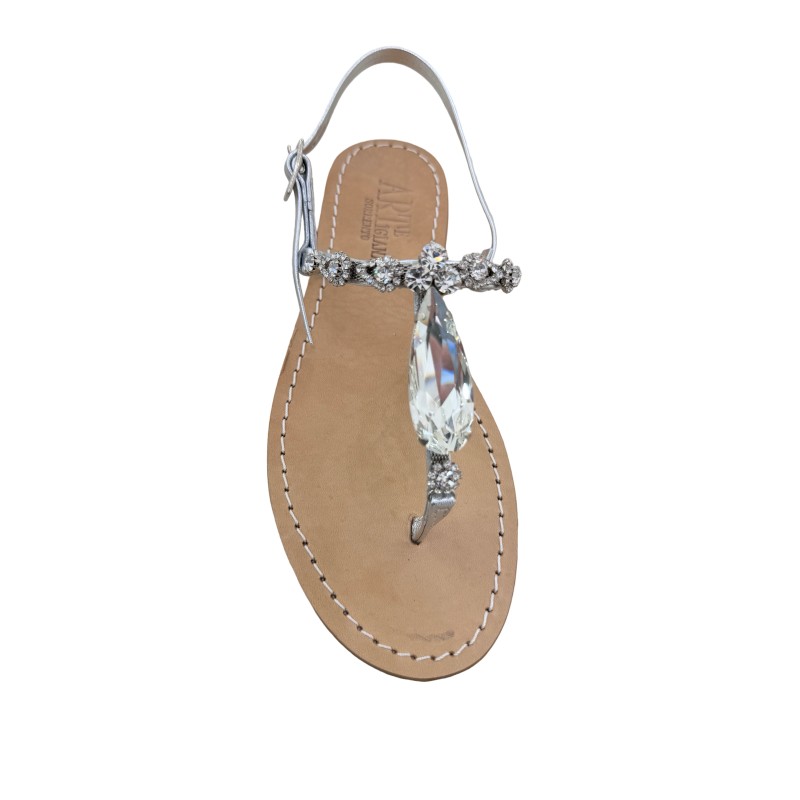 Sandali gioiello Imma color platino metallizzato
