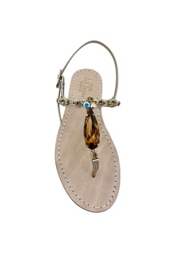 Sandali gioiello Diana color platino metallizzato