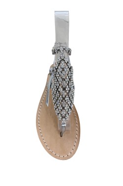 Silver Coloured "Gilda" Sandal with Ankle Bandage