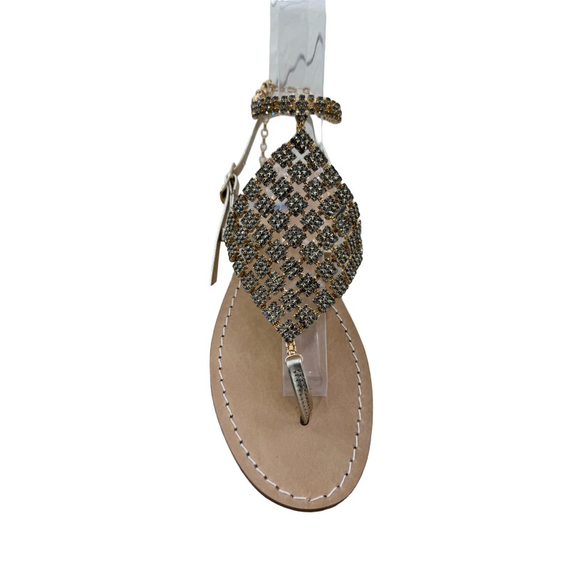 Platinum Coloured "Pina" Sandal with Ankle Bandage