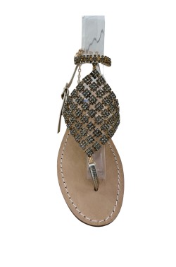 Platinum Coloured "Pina" Sandal with Ankle Bandage