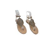 Platinum Coloured "Pina" Sandal with Ankle Bandage